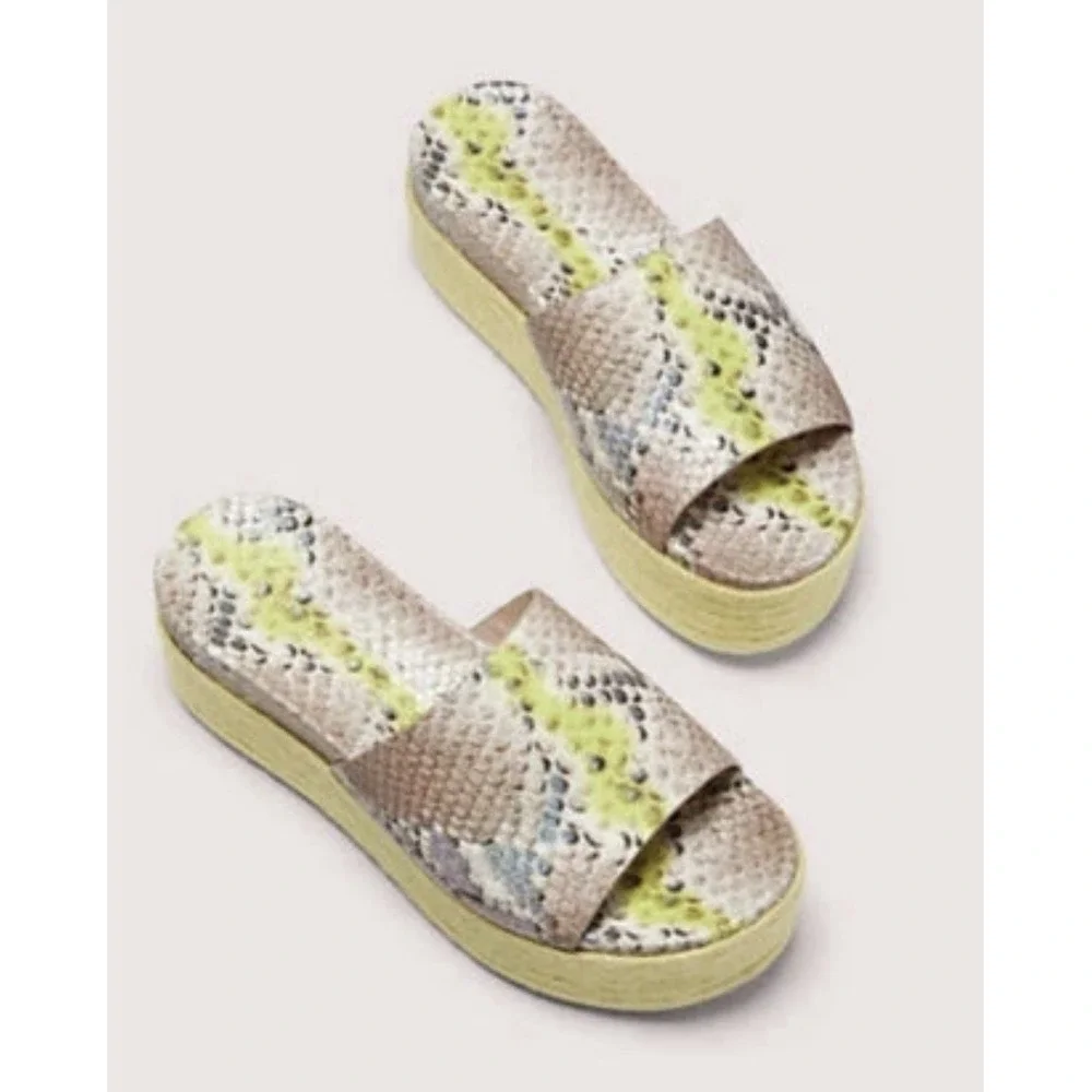 kate spade Zia‎ Espadrille Platform Sandal Snake Print Leather Slide Size 11